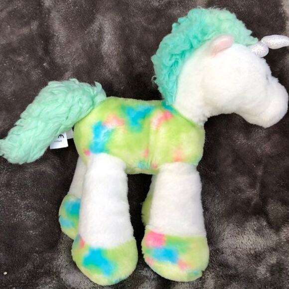Pastel Unicorn Plush Aurora White 13" Green Tie Dye Floppy Stuffed Animal Toy - Picture 9 of 9